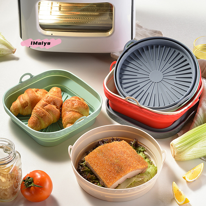 Kitchen Baking Trays - Square Foldable Air Fryer Silicone Basket