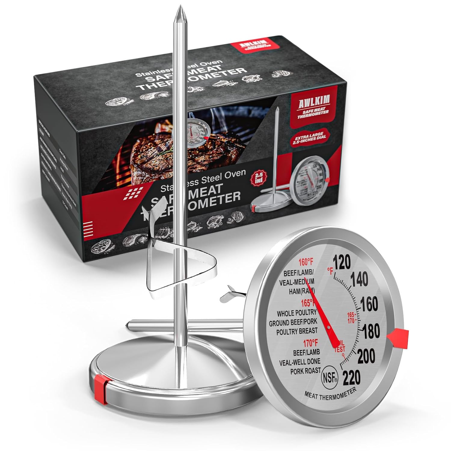 Kitchen Baking Gadgets - 2 Pack Stainless Steel Meat Thermometer,