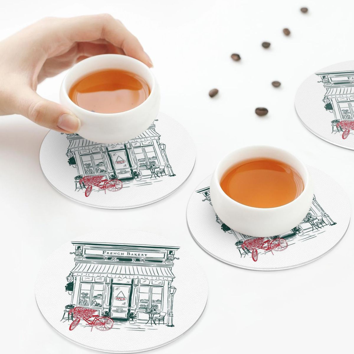 Kitchen Set Bakery - French Bakery Coasters PVC Leather Placemats