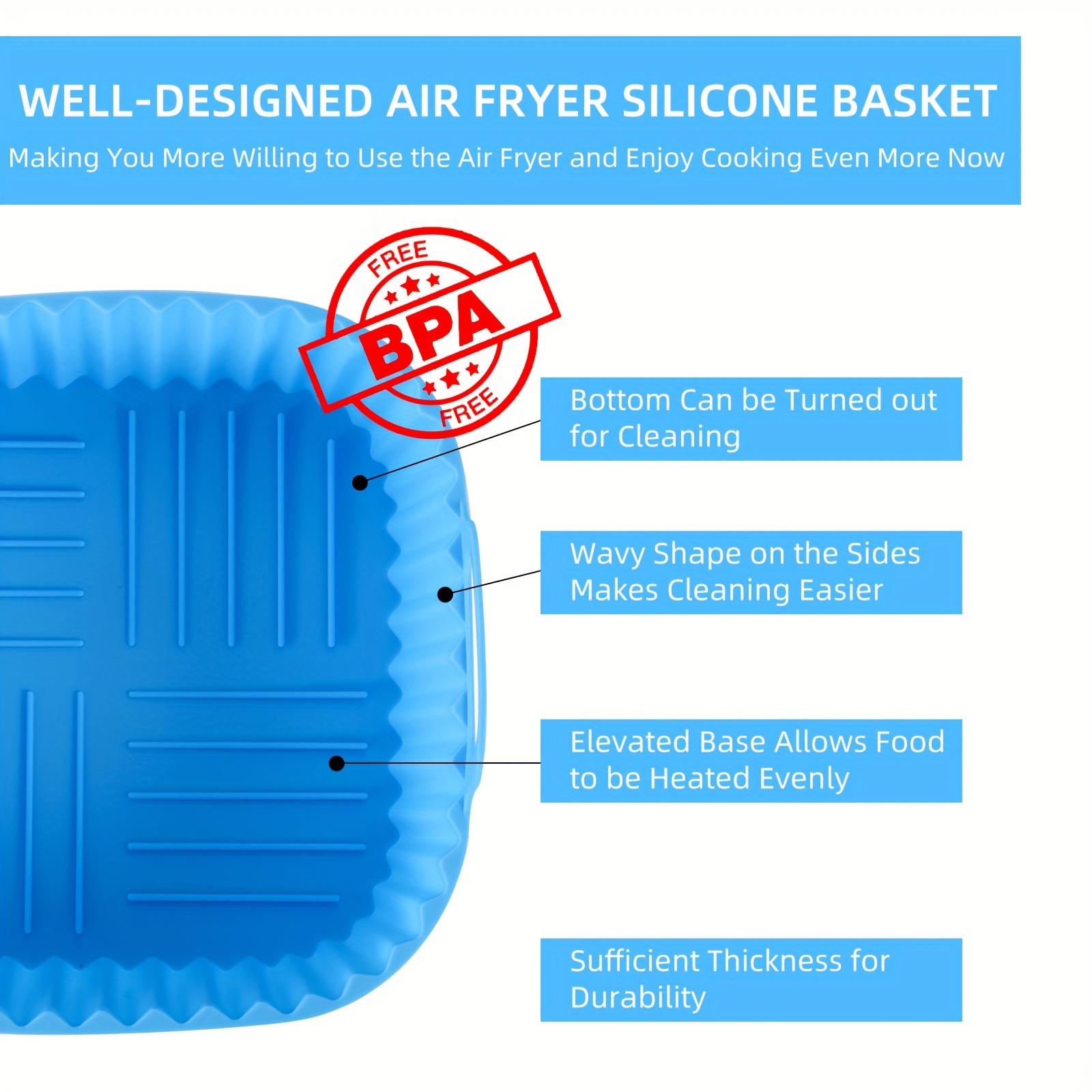 1 square silicone air fryer li - đánh giá và giá Kitchen Baking Gadgets