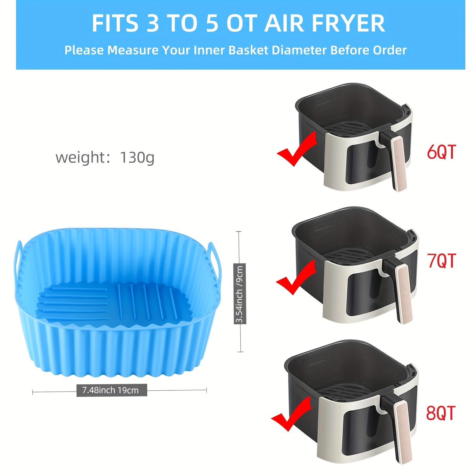 1 square silicone air fryer li - đánh giá và giá Kitchen Baking Gadgets