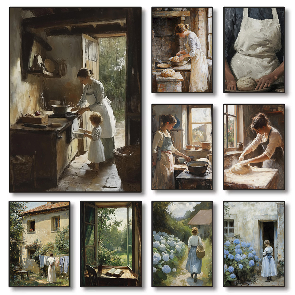 French Kitchen Woman Baking Br - đánh giá và giá Kitchen Baking Wall Art