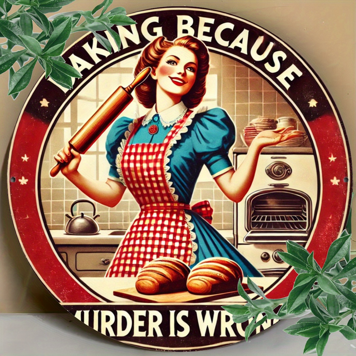 Vintage Lady Baking Aluminum S - đánh giá và giá Kitchen Baking Wall Art