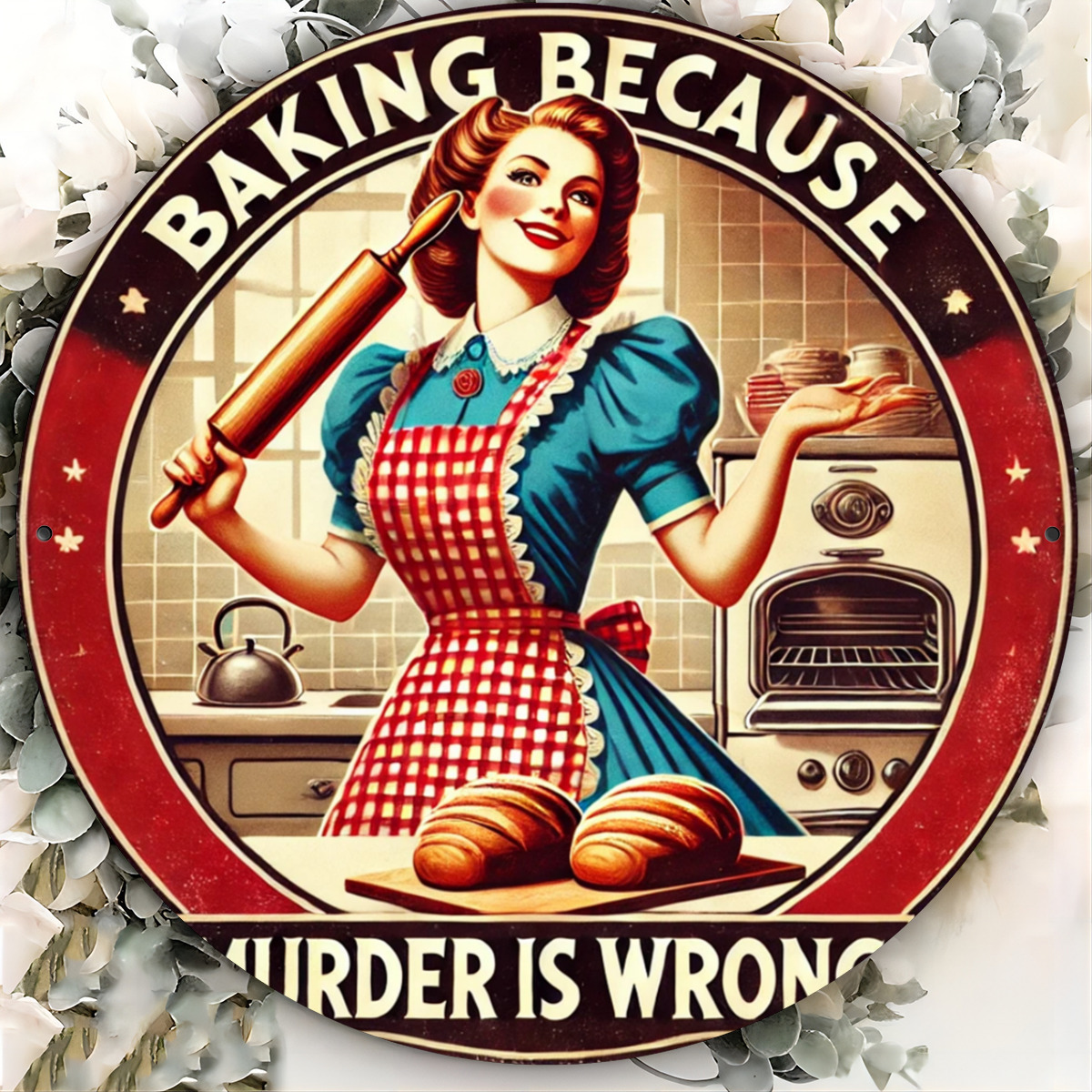 Vintage Lady Baking Aluminum S - đánh giá và giá Kitchen Baking Wall Art