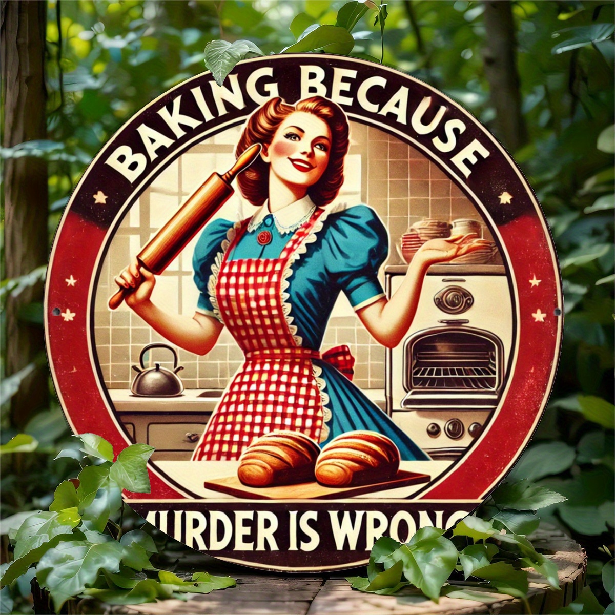 Vintage Lady Baking Aluminum S - đánh giá và giá Kitchen Baking Wall Art