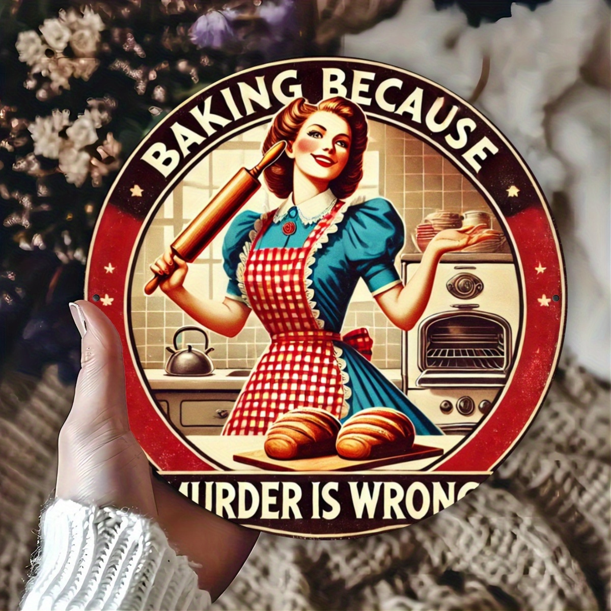 Vintage Lady Baking Aluminum S - đánh giá và giá Kitchen Baking Wall Art