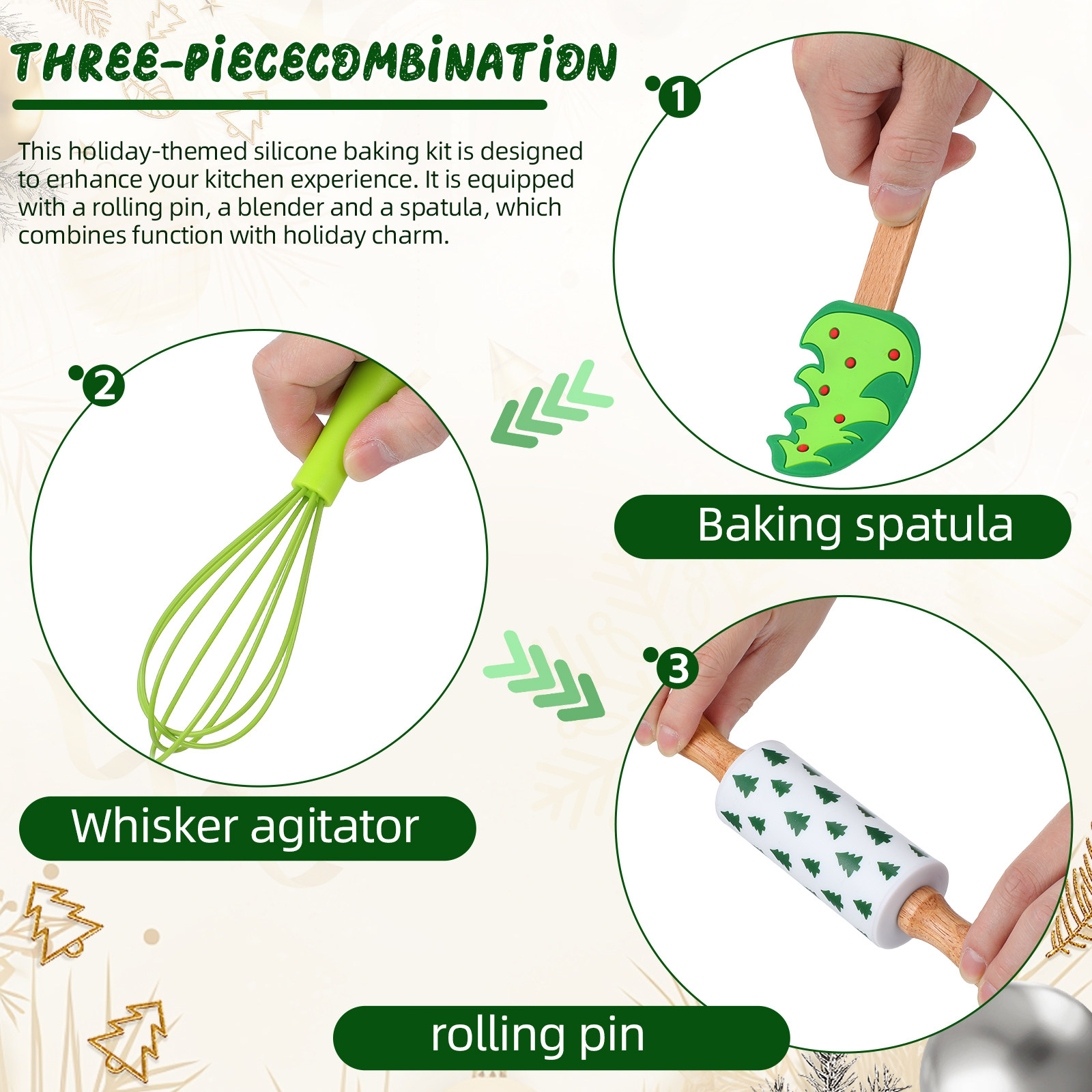3Pcs Silicone Holiday Baking T - đánh giá và giá Cookie Cutter Set